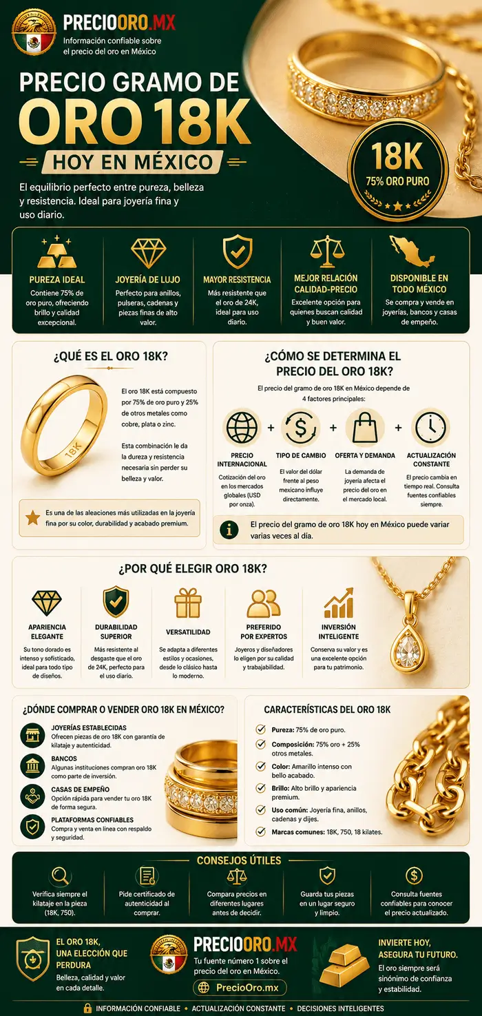 Precio gramo de oro 18K Infografías