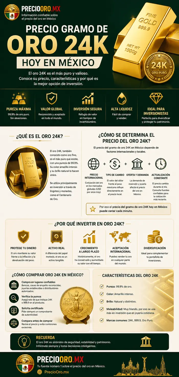 Precio gramo de oro 24K Infografías